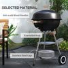 Outsunny Portable Charcoal BBQ Grill, Steel Barbecue Grill with Lid and Air Vents, Outdoor Camp Picnic Cooker with Wheels and Storage Shelf, Black