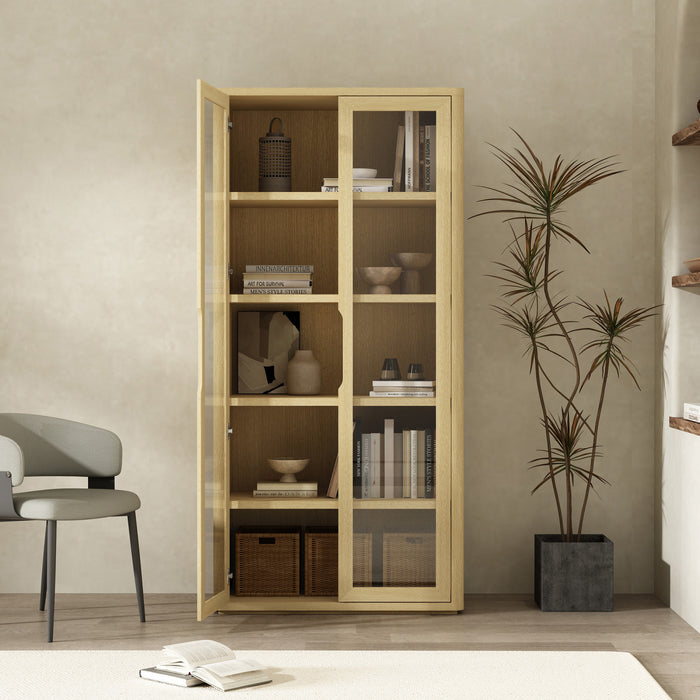 Rivington Modern 38\" Bookcase Cabinet in Natural Oak