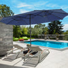 Costway 15FT Twin Patio Double-Sided Umbrella 48 Solar LED Lights Crank Outdoor Navy