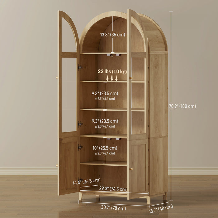 HOMCOM Arched Kitchen Pantry Cabinet, 71\" Tall Kitchen Storage Cabinet