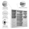 Bestar Pur 86 W Closet Organization System with Drawers - White|Système d’organisation de garde-robe Pur de Bestar de 86 po (L) avec tiroirs - blanc