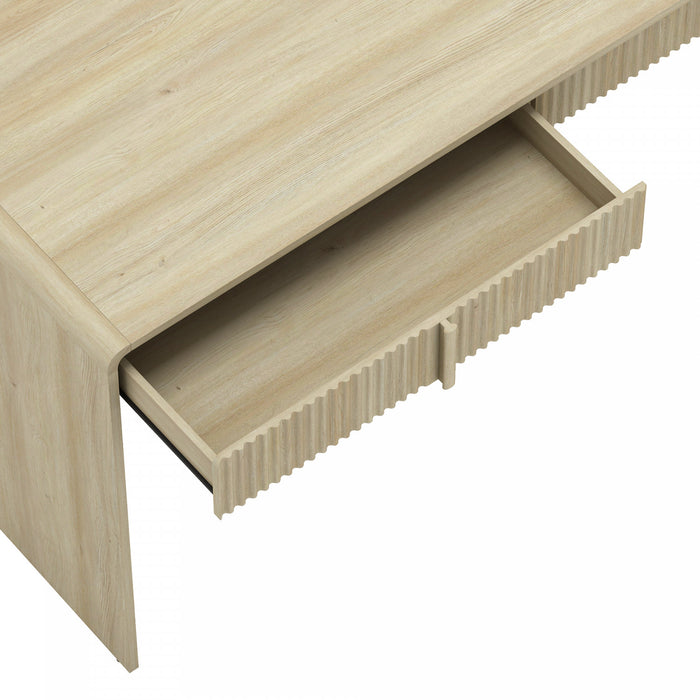 Novara Contemporary 60\" Writing Desk in Whitewashed Oak (2-Drawer)