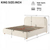 Sophia Space-Saving Hydraulic Lift Storage Platform Bed with Boucle Upholstery,King Size,Beige King Bed | Lit plateforme Sophia avec rangement a levage hydraulique, revetement en boucle, taille king, beige