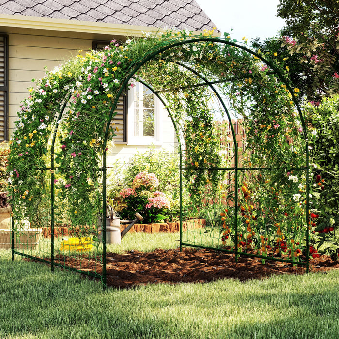 Outsunny Garden Arch Trellis, 7.1FT Tall Cucumber Trellis with Net