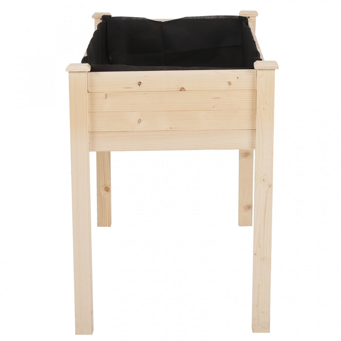 Outsunny 48''x22''x30'' Elevated Planter Box With Legs Wooden Patio Raised Garden Bed Outdoor Flower Stand Yard Natural Plant Table Raised Flower Planter W/ Inner Bag