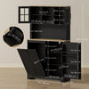 HOMCOM Kitchen Pantry Cabinet with Charging Station and Trash Can Cabinet