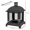 Outsunny 26" Fire Pit With Poker, Chimney Style Wood Burning Firepit, Black|Outsunny Foyer A Bois De 26 Po Avec Tisonnier, De Style Cheminee, Noir