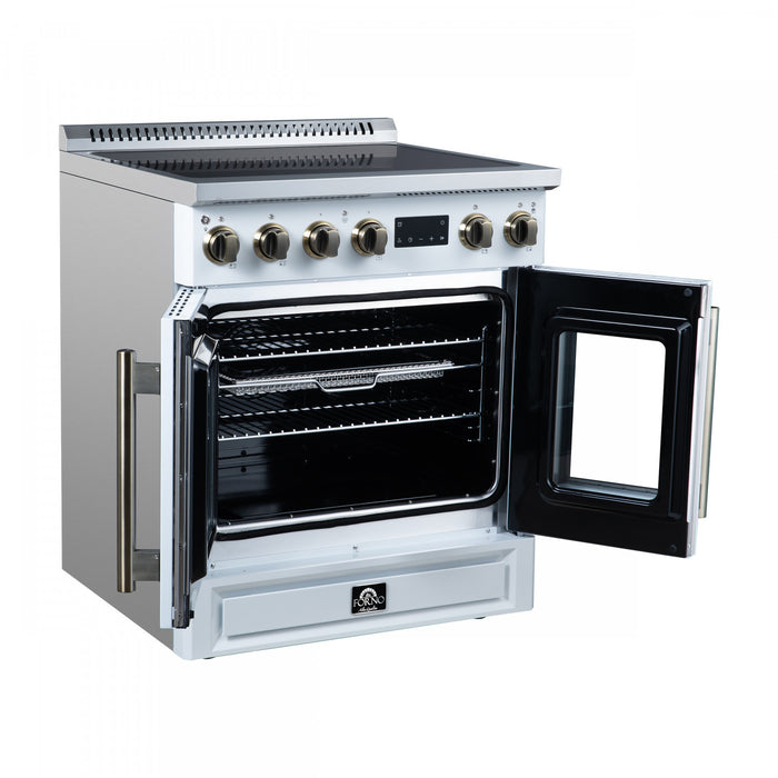 Forno Torino French Door 30 Inch White Induction Range, 4.32 cu.ft. - FFSIN0950-30WHT Electric Range