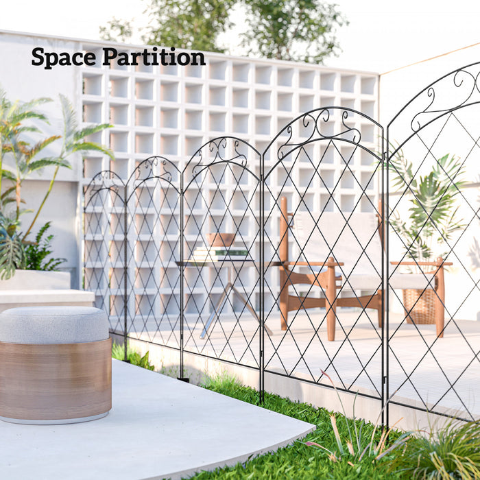 Outsunny 11.4' Garden Fence, Steel Fence Panels, Pack of 4, Black
