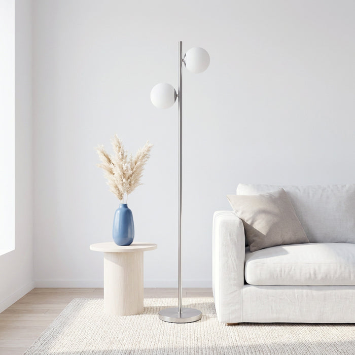 Liam Modern 2 Light Floor Lamp, Brushed Nickel, 66\"H