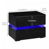 HOMCOM LED Nightstand Bedside Table with Drawers LED Light Black