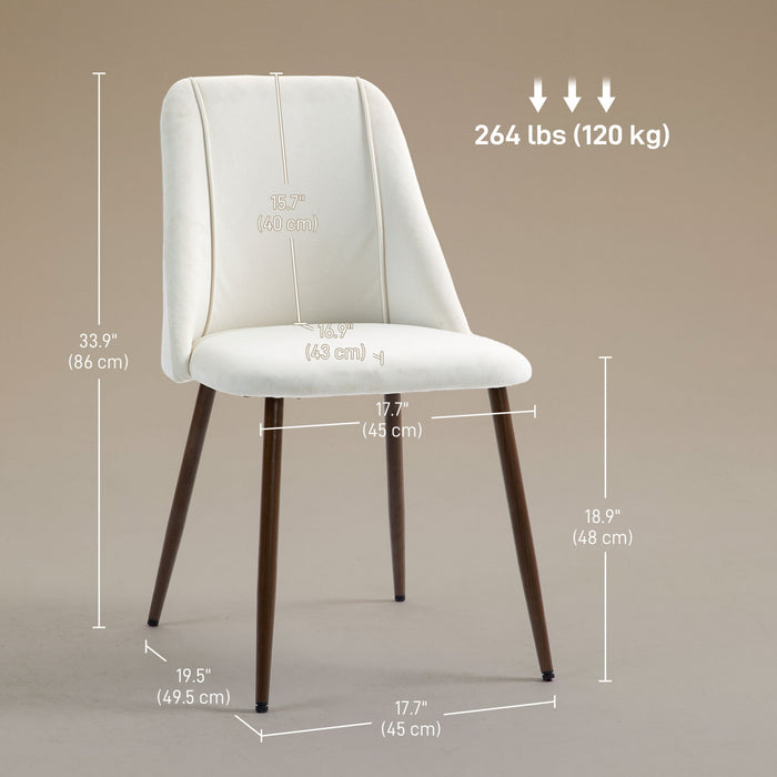 HOMCOM Dining Chairs Set of 4, Velvet Accent Chair, Cream White
