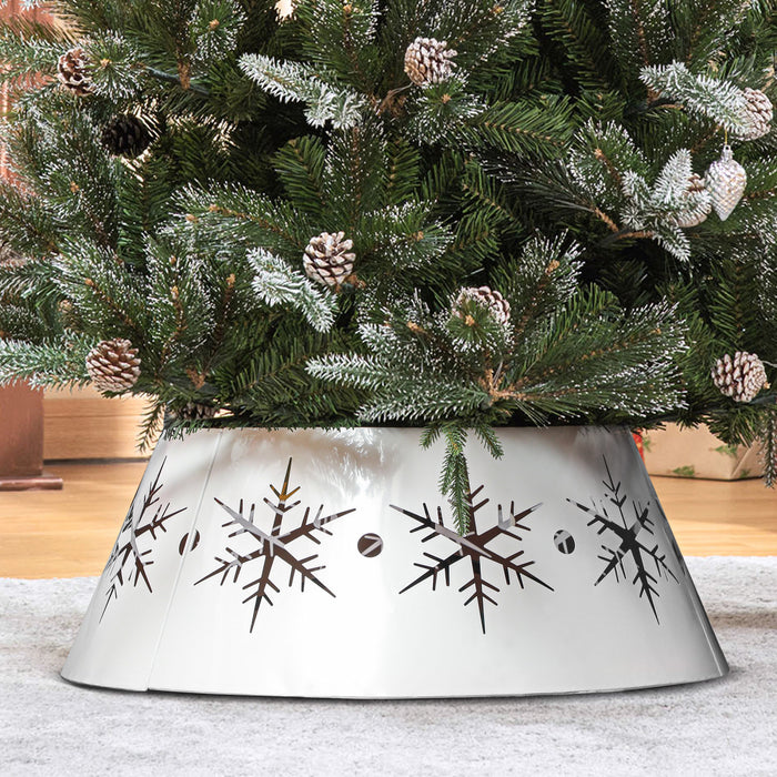 Homcom 26\" Christmas Tree Collar With Hollow Snowflake Patterns For Home