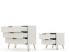 Rockefeller Mid-Century Modern 2-Piece Dresser Set in Off White | Ensemble de commode 2 pieces Rockefeller style mid-century moderne en blanc casse