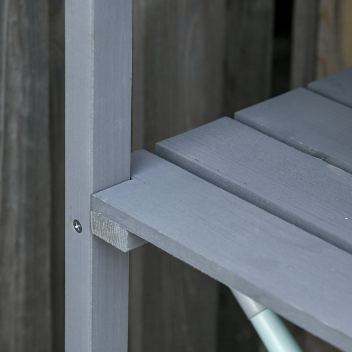 Outsunny Outdoor Potting Bench, Wooden Potting Table W/ Hooks, Grey