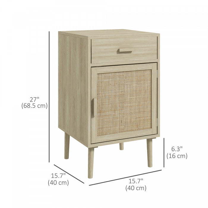 HOMCOM Bedside Table Set of 2 with Storage Drawer for Bedroom Living Room