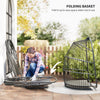 Outsunny Hanging Egg Chair, Foldable Rattan Garden Swing Chair, Dark Grey