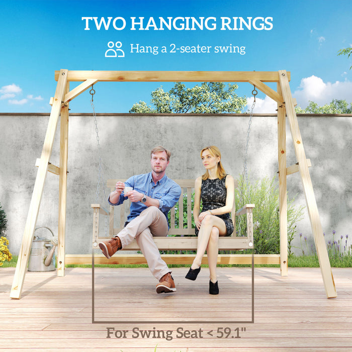 Outsunny Porch Swing Frame, A-Frame Wooden Swing Stand with Reinforced Bars