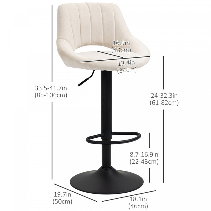HOMCOM Bar Stools Set of 2 Swivel Adjustable Counter Height Barstools