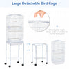 Pawhut 62" Bird Cage Budgie Cage With Wheels, Detachable Stand, Storage, White|Pawhut 62" Cage Pour Oiseaux Cacatoes Maison De Jeu Pinson Fournitures Pour Animaux Avec Roues Blanc