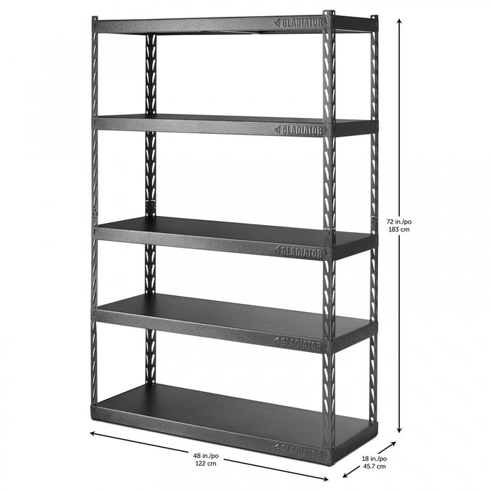 Gladiator 48\" Wide EZ Connect Rack with Five 18\" Deep Shelves - Hammered Granite