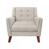 Midway Mid-Century Modern Armchair with Tufted Waffle Stitch, Beige, Walnut | Midway Fauteuil Moderne du Milieu de Siecle a Point Capitonne Gaufre, Beige, Noyer