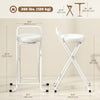 HOMCOM Folding Stools Set of 2, Foldable Bar Stools with PU Seat, White