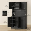HOMCOM 71" Pantry Cabinet, Kitchen Cupboard with Charging Station, Black