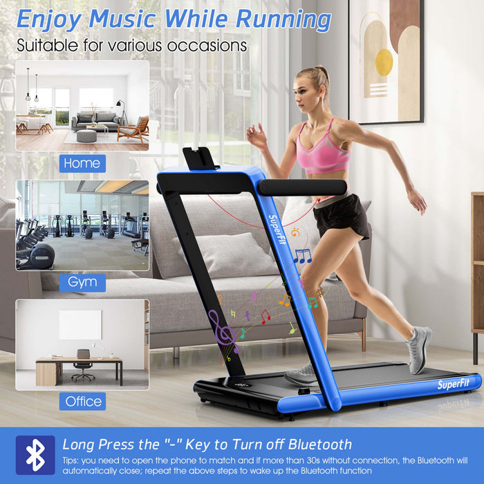 Superfit 2.25hp 2 In 1 Folding Treadmill Jogging Machine W/app Control Blue