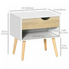 HOMCOM Bedside Table with Drawer & Shelf, Nightstand, End Table for Bedroom