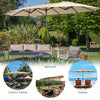 Costway 15FT Double-Sided Twin Patio Umbrella Outdoor Market W/ Crank & Base Beige
