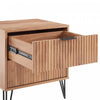 Dumbo Modern 20" Fluted Nightstand in Golden Brown (2-Drawer) | Table de nuit moderne Dumbo 20" a cannelures en brun dore (2 tiroirs)