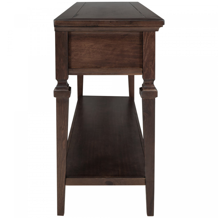 Sabina Solid Wood Console Table With 3 Drawers And Shelf - Espresso