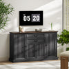 HOMCOM 58" Farmhouse Sideboard Buffet Cabinet with Charging Station Black