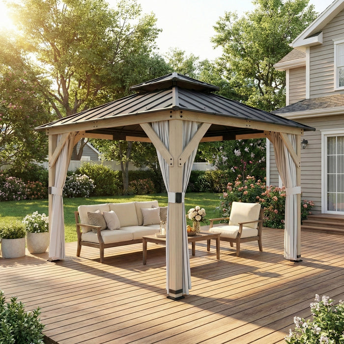 Outsunny 10' x 10' Outdoor Hardtop Gazebo with Double Galvanized Steel Roof