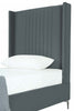 Promenade Mid-Century Modern Upholstered Velvet Twin Bed in Gray | Lit jumeau Promenade moderne du milieu du siecle en velours gris capitonne