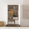 Abbey Modern 32" Tempered Glass Bookcase Cabinet in Maple and Off White (4-Shelf) - Set of 2 | Armoire bibliotheque moderne Abbey 32" en verre trempe, erable et blanc casse (4 etageres) - Lot de 2