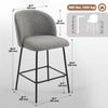 HOMCOM 27" Counter Height Modern Bar Stools Set of 2 with Back, Dark Grey
