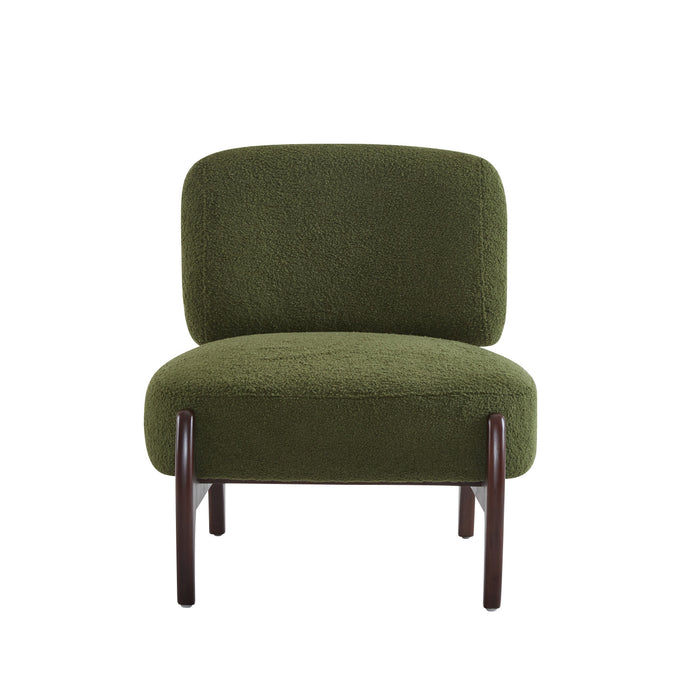 Coco Modern Boucle Lounge Chair with Solid Wood Frame, Green