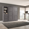 Bestar Pur Queen Murphy Bed and Shelving Unit with Drawers 90-Inch Wall Bed - Bark Grey|Grand lit escamotable mural Pur de Bestar de 90 po avec tablettes et tiroirs - gris écorce