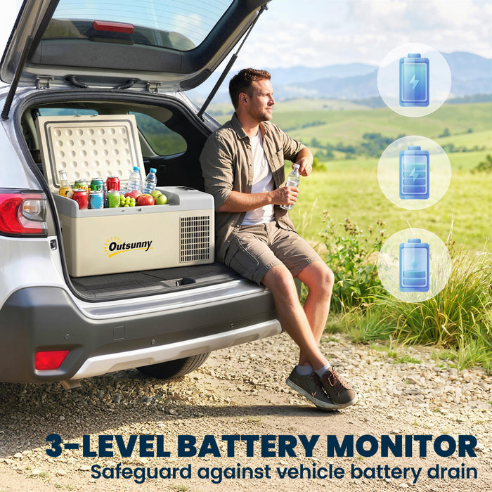 Outsunny 12 Volt Car Refrigerator, 17QT Car Fridge Electric Cooler, 12/24V DC and 100-240V AC, -4℉-50℉, Portable Refrigerator for Truck SUV Travel Camping Road Trips Tailgating