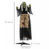 Outsunny 47" Witch Halloween Decoration with Sound Activated Light Up Eyes