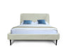 Heather Mid-Century Modern Velvet Upholstered Full Bed in Cream and Black | Lit double Heather style milieu du siecle moderne, rembourre en velours creme et noir