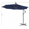 Costway 10FT Cantilever Solar Powered 32LED Lighted Patio Offset Umbrella Outdoor Navy