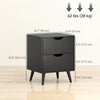 Modern Nightstand Set of 2, Bedside Table with 2 Drawers and Wood Legs
