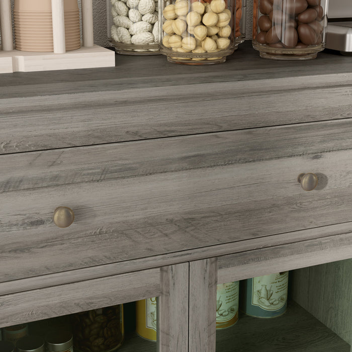 HOMCOM Sideboard Buffet Cabinet, Coffee Bar Cabinet, Weathered Grey Oak