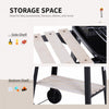 Outsunny Charcoal BBQ Grill with Storage Shelves and Wheels, Portable Barbecue Trolley with Adjustable Cooking Grate & Wind Shield for Outdoor Cooking