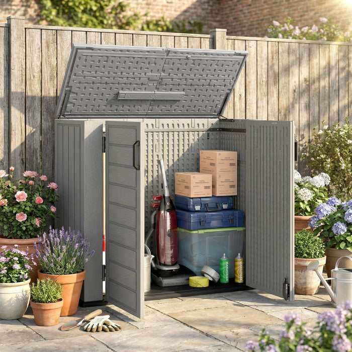 Outsunny 33 Cu.ft Outdoor Storage Shed, Waterproof Storage Cabinet, Grey