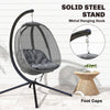 Outsunny Hanging Egg Chair with Stand and Folding Basket, Grey