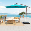 Costway Patio 10FT Hanging Offset Umbrella 32 LED Lights Sand Bag Outdoor Cross Base Turquoise